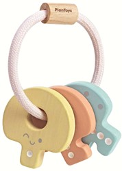 PlanToys Wooden Toys Baby Key Rattle - Pastel