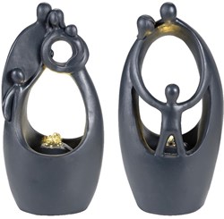 Lumineo fountain polyresin family water ornament LED anthracite 35cm garden