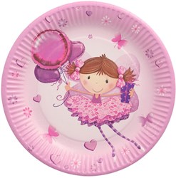 Cardboard Plates Little Dancer pink 23cm 10 pieces kids party tableware