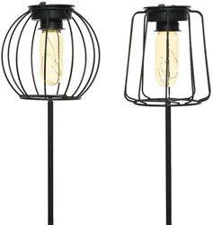 Lumineo LED solar garden lantern with stake black Ø13cm outdoor lighting
