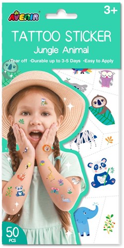 Avenir tattoo stickers jungle animals - temporary kids tattoos 50 pieces-2
