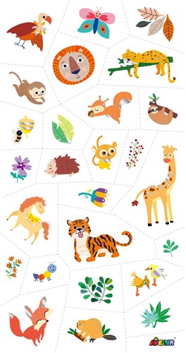 Avenir tattoo stickers jungle animals - temporary kids tattoos 50 pieces