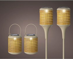 Lumineo LED solar garden lights set - outdoor lighting - 4 pieces - warm white