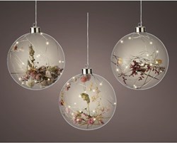Lumineo LED decorative globe flowers transparent 14cm 15LED timer