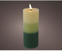 Lumineo LED candle mood light green with flame effect and timer 11cm