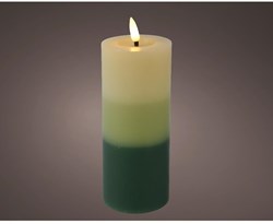 Lumineo LED candle with flame effect and color gradient green 15cm timer