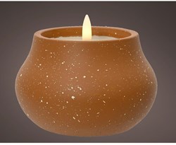 Lumineo LED candle outdoor flame effect timer brown polyresin mood light