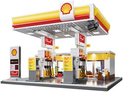 CaDA building set Shell gas station - 1309 bricks - with lighting