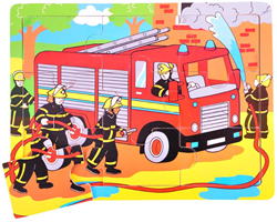 BigJigs wooden puzzle fire engine - 9 pieces educational toy
