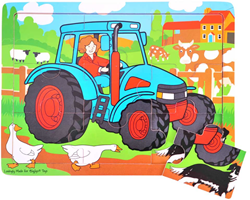 BigJigs wooden tractor puzzle - 9 pieces - educational toy