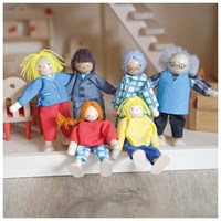 Goki dollhouse bendable dolls City family wooden toy-2