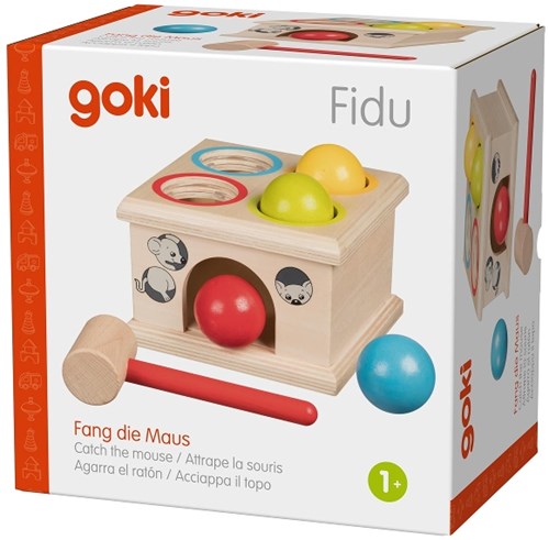 Goki wooden pounding bench game - Catch the mouse - skill toy-2
