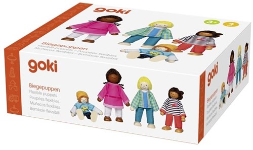 Goki dollhouse Flexible dolls intercultural family 4 pieces wooden toy-2