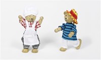 Goki bear dolls dollhouse set with clothes and wooden box-2