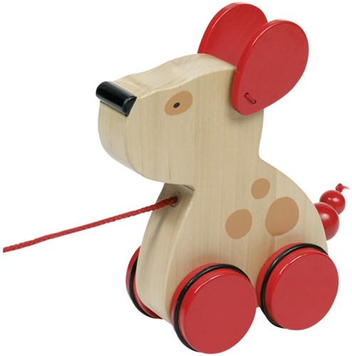 Goki wooden pull-along dog - educational toy for toddlers-2