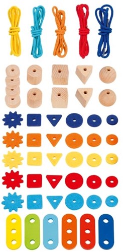 Goki colourful threading game educational wooden toy multicolor-2