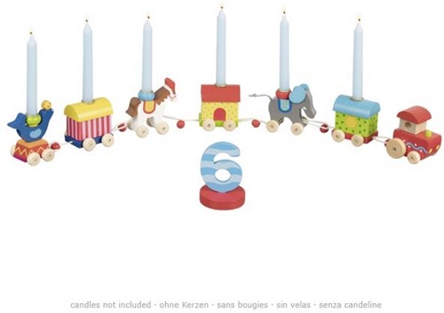 Goki birthday train circus - colourful wooden train for parties-2
