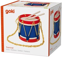 Goki wooden drum musical toy with sticks - blue red-3