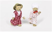 Goki bear dolls dollhouse set with clothes and wooden box-3