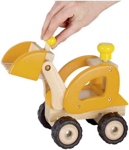 Goki wooden excavator construction vehicle toy red for kids-3