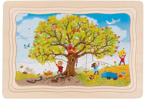 Goki wooden puzzle apple tree - educational toy 32 pieces for kids-3
