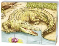 Goki wooden cube puzzle Australian animals 12 pieces blue-3