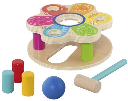 Goki wooden pounding bench toy - educational hammer game-3