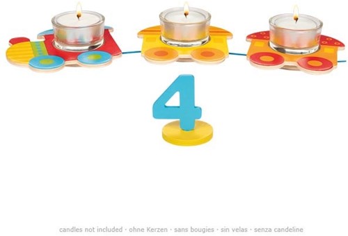 Goki birthday train wooden candle holder multicolor FSC toy-3