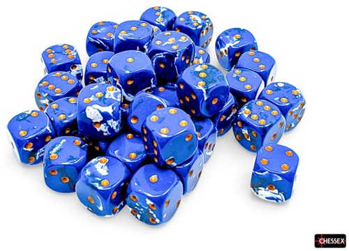 Chessex dice Brush Wavebreak/gold D6 12mm set 36 pieces