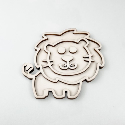 FiQ wooden sensory play filling shape Lion 12×13 cm