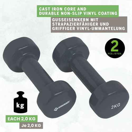 Schildkröt dumbbells fitness set 2x2kg - vinyl weights grey-2