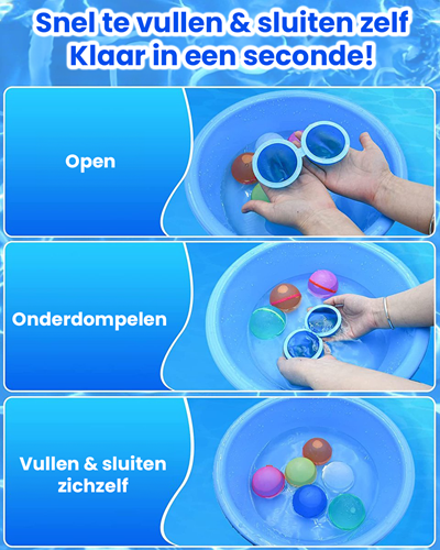 Kakuna 6 reusable refillable water balloons self-closing with magnet closure - water play / water toys for children - bath toys-2