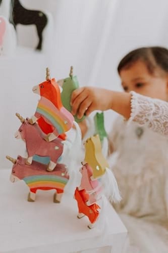 Lilu Unicorn wooden toy pony foal blue FSC certified-2