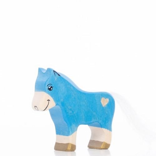 Lilu Unicorn wooden toy pony foal blue FSC certified