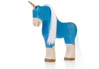 Lilu unicorn toy stallion blue FSC wood hand-painted 17cm children