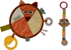 Dolce Toys Earth cuddle cloth & pacifier chain - Fiona Fox & Ollie Owl