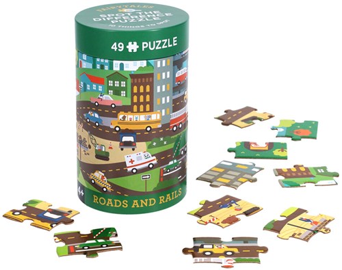 Petit Collage puzzle spot the differences - roads and railways toy