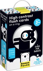 Banana Panda 10 High Contrast Look and Feel Baby Book Cards with 20 images / Black White Baby Toy Book from 0 months - 9x14cm
