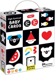Banana Panda 12 High Contrast Look and Feel Baby Book Cards / Black White Baby Toy Book from 0 months - 16x16cm
