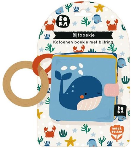 Bora Shop baby sea teething booklet - soft fabric book with teething ring