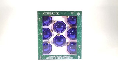 8 glass balls 6 cm blue gloss