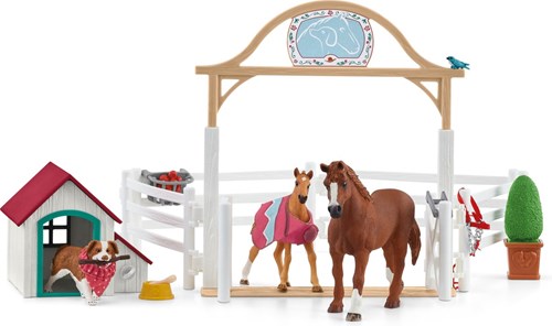 Schleich Horse Club - Play Figure Set Hannah's Guest Horses and Dog Ruby 42458-2