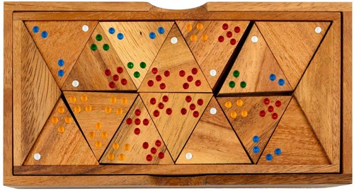 Philos wooden triangle domino game in luxury storage box - board game-3
