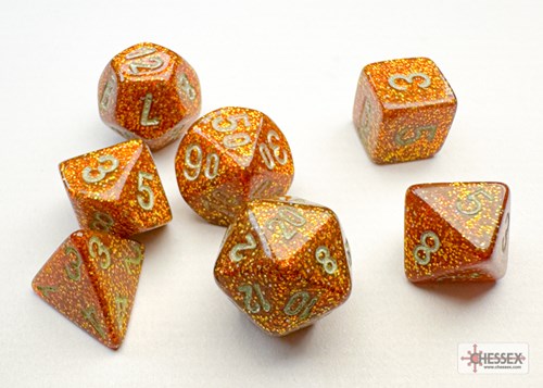 Chessex dice Glitter Mini Polyhedral gold silver set 7 pieces-2