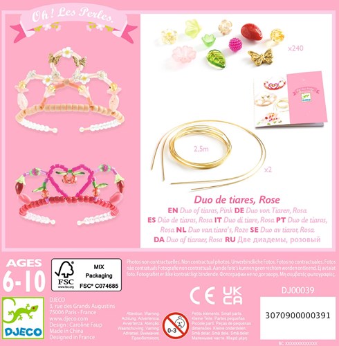 Djeco PERLES & BIJOUX - PERLES & BIJOUX Duo de tiares, Rose