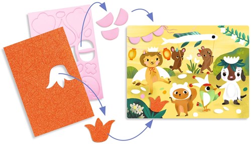 Djeco LES PETITS - COLLAGES Collage de mousses - Fêtes scintillantes - FSC MIX