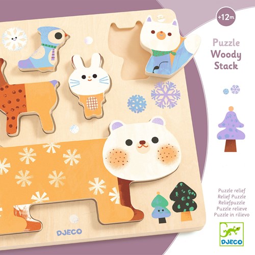 Djeco PUZZLES BOIS - PUZZLES RELIEF WoodyStack - FSC 100%