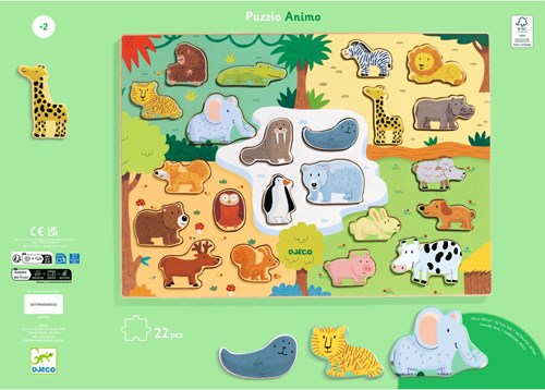 Djeco PUZZLES BOIS - PUZZLOS Puzzlo Animo - FSC 100%