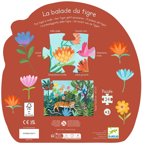 Djeco PUZZLES - PUZZLES SILHOUETTES La balade du tigre - 24 pcs - FSC MIX