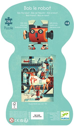 Djeco PUZZLES - PUZZLES SILHOUETTES Bob le robot - 36 pcs - FSC MIX